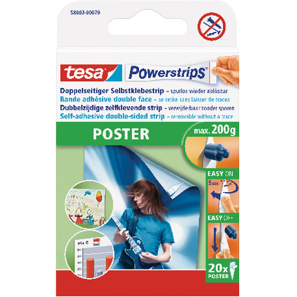 tesa Powerstrips POSTER, maintien maximal 0,2 kg