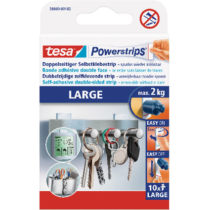 tesa Powerstrips LARGE, fixe des objets jusqu' 2,0 kg
