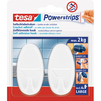 tesa Powerstrips Crochet adhsif LARGE, oval, blanc