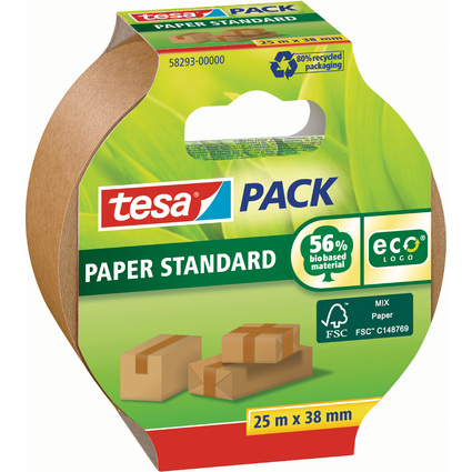 tesapack Ruban adhsif d'emballage PAPER ecoLogo, 38mm x 25m