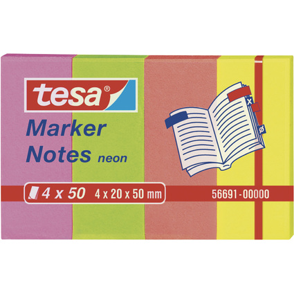 tesa Index repositionnable Marker, couleurs nons,50 x 20 mm