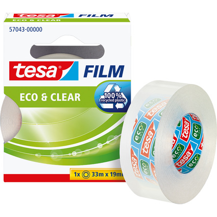 tesa Film Ruban adhsif Eco & Clear, 19 mm x 33m,transparent