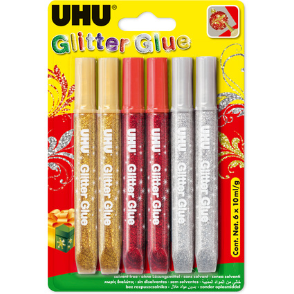 UHU Colle  paillettes Glitter Glue "Couleurs festives"