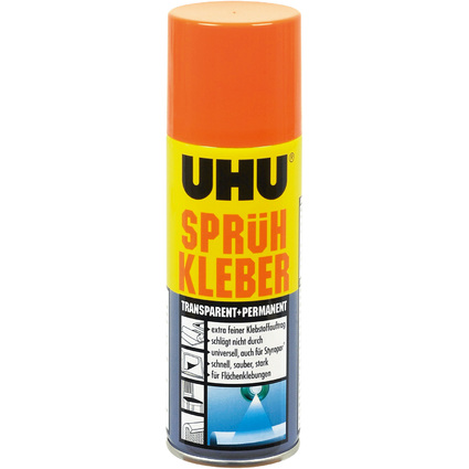 UHU Colle en spray, permanente, transparent, 200 ml