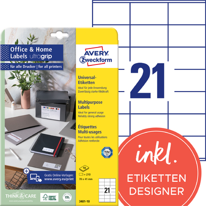 AVERY Zweckform Etiquette universelle Home Office 70x41 mm