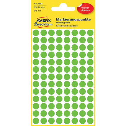 AVERY Zweckform Pastille de couleur, enlevable, 8 mm, vert