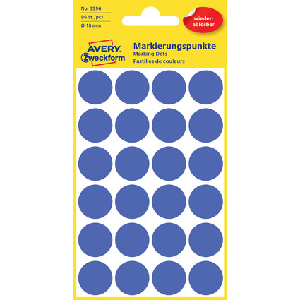 AVERY Zweckform Pastille de couleur, enlevable, 18 mm, bleu