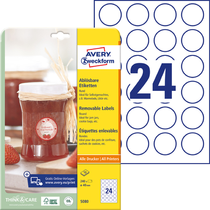 AVERY Zweckform Etiquette d'identification, diamtre: 40 mm