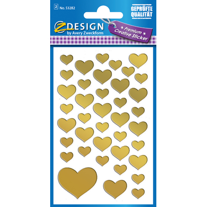 AVERY Zweckform ZDesign Sticker CREATIVE "Coeurs", dor