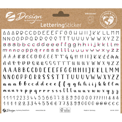 AVERY Sticker tendance ZDesign LETTERING, alphabet+nombres