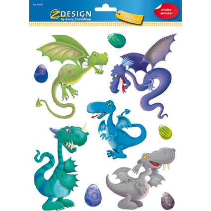 AVERY Zweckform ZDesign KIDS Sticker fentre "Dragon", A4