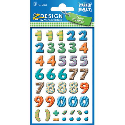 ZDesign SCHOOL Stickers de chiffres, chiffres: 0-9, color