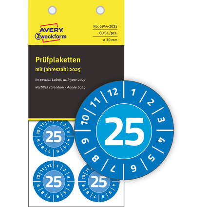 AVERY Zweckform Pastille calendrier, 2025, vinyle, bleu