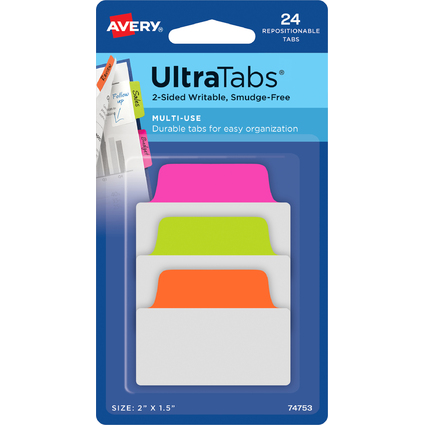 AVERY Zweckform Onglet adhsif UltraTabs fluo, 50,8 x 38 mm