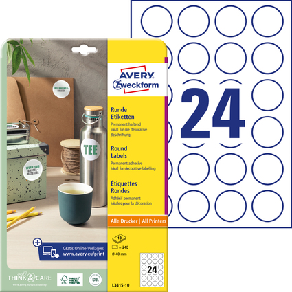 AVERY Zweckform Etiquette d'identification, diamtre: 40 mm