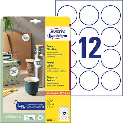 AVERY Zweckform Etiquette d'identification, diamtre: 60 mm