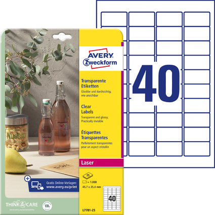 AVERY Zweckform Etiquette Crystal Clear, 45,7 x 25,4 mm