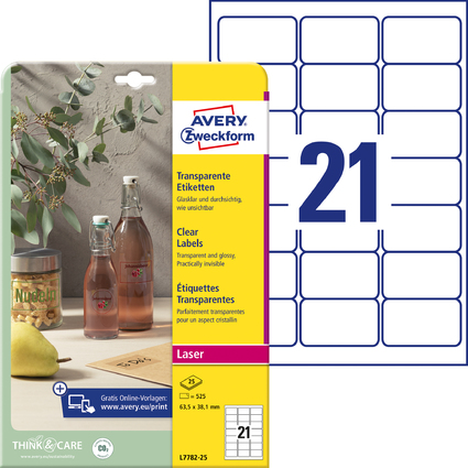 AVERY Zweckform Etiquette Crystal Clear, 63,5 x 38,1 mm