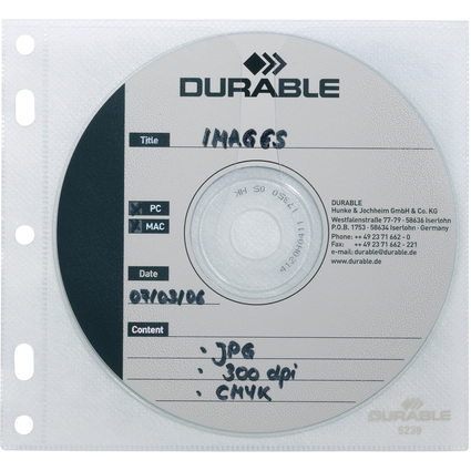 DURABLE Pochette CD-/DVD COVER FILE, PP, transparent
