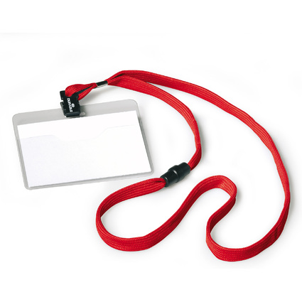 DURABLE Badge, avec lacet textile, 90 x 60 mm, rouge
