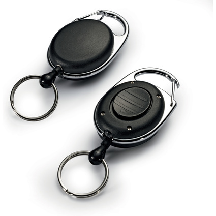 DURABLE porte-badges avec enrouleur et LED, ovale, noir