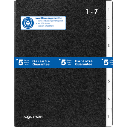 PAGNA trieur, format A4, 7 compartiments, 1 - 7, noir