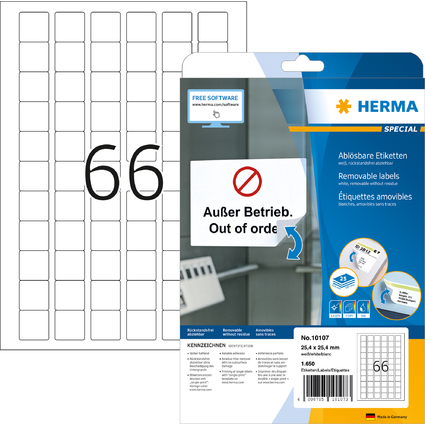 HERMA Etiquette universelle SPECIAL, 25,4 x 25,4 mm, blanc