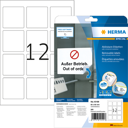 HERMA Etiquette universelle SPECIAL, 60 x 60 mm, blanc