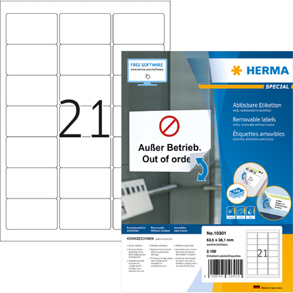 HERMA Etiquette universelle SPECIAL, 63,5 x 38,1 mm, blanc