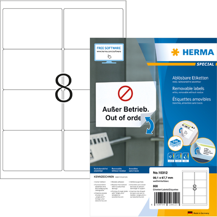 HERMA Etiquette universelle SPECIAL, 99,1 x 67,7 mm, blanc