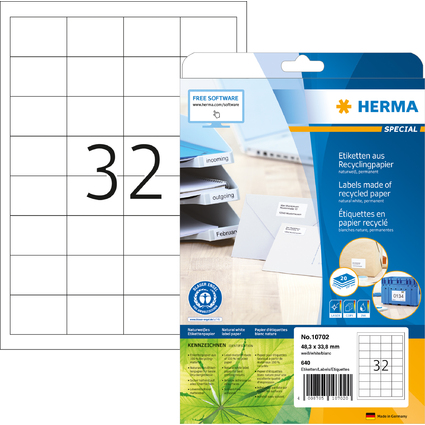 HERMA tiquette universelle recycle, 48,3 x 33 mm