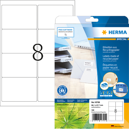 HERMA tiquette universelle recycle, 99,1 x 67,7 mm