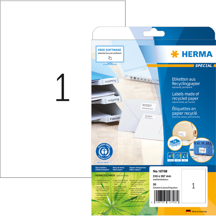 HERMA tiquette universelle recycle, 210 x 297 mm