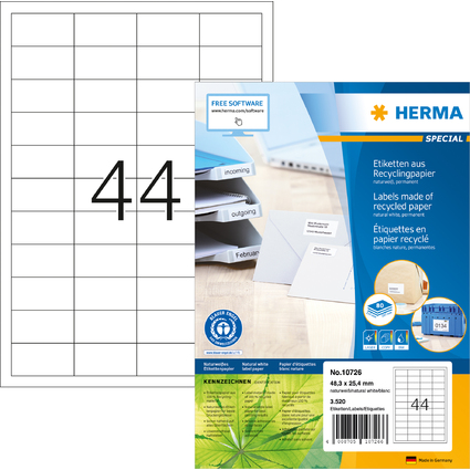 HERMA tiquette universelle recycle, 48,3 x 25,4 mm
