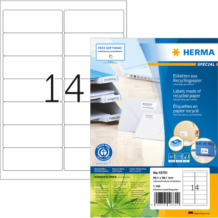 HERMA tiquette universelle recycle, 99,1 x 38,1 mm