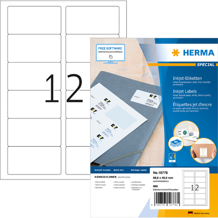 HERMA tiquette pour jet d'encre, 88,9 x 46,6 mm, blanc