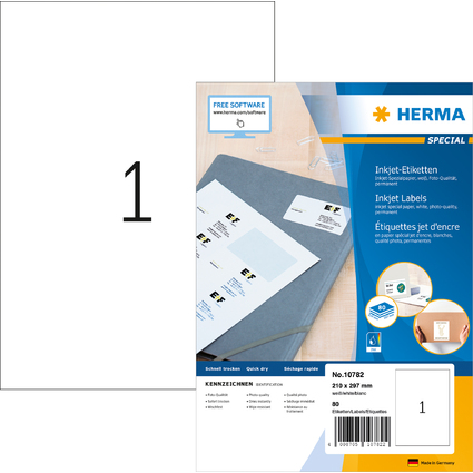 HERMA tiquette pour jet d'encre, 210 x 297 mm, blanc