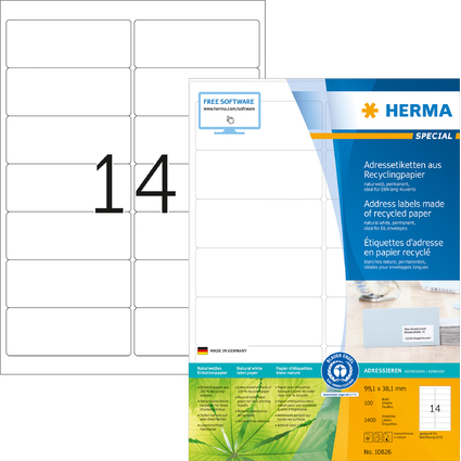 HERMA Etiquette universelle Recycling, 99,1 x 38,1 mm