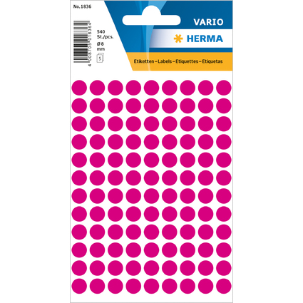 HERMA Pastille adhsive, diamtre: 8 mm, rose