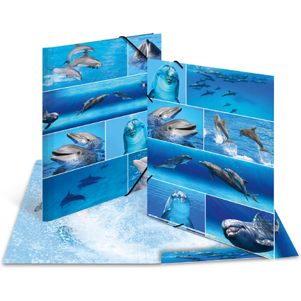 HERMA Chemise  lastiques "dauphins", carton, A3