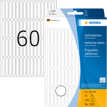HERMA Etiquette multi-usage, 5 x 35 mm, grand paquet, blanc
