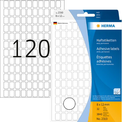 HERMA Etiquette multi-usage, 8 x 12 mm, grand paquet, blanc