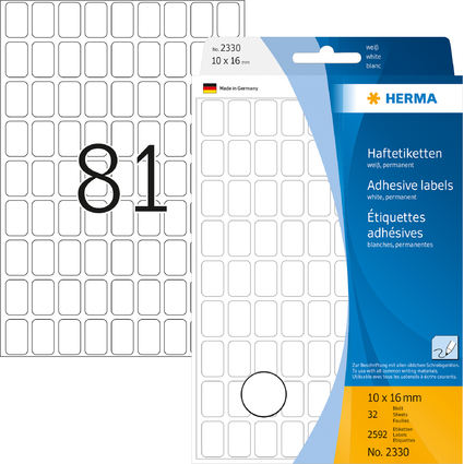 HERMA Etiquette multi-usage, 10 x 16 mm, grand paquet,blanc