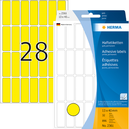 HERMA Etiquette multi-usage, 13 x 40 mm, grand paquet,jaune
