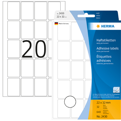 HERMA Etiquette multi-usage, 22 x 32 mm, grand paquet,blanc