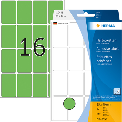 HERMA Etiquette multi-usage, 25 x 40 mm, grand paquet, vert