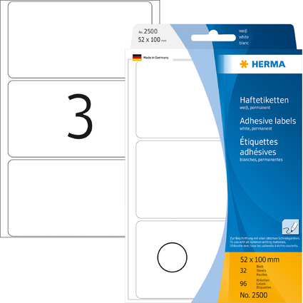 HERMA Etiquette multi-usage,52 x 100 mm, grand paquet,blanc