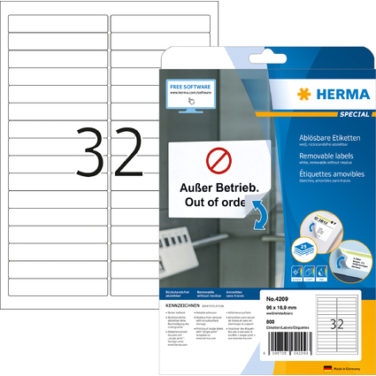 HERMA Etiquette universelle SPECIAL, 96 x 16,9 mm, blanc