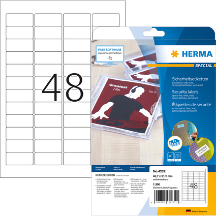 HERMA Etiquette de scurti SPECIAL, 45,7 x 21,2 mm, blanc