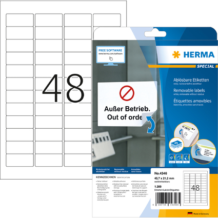 HERMA Etiquette universelle SPECIAL, 45,7 x 21,2 mm, blanc